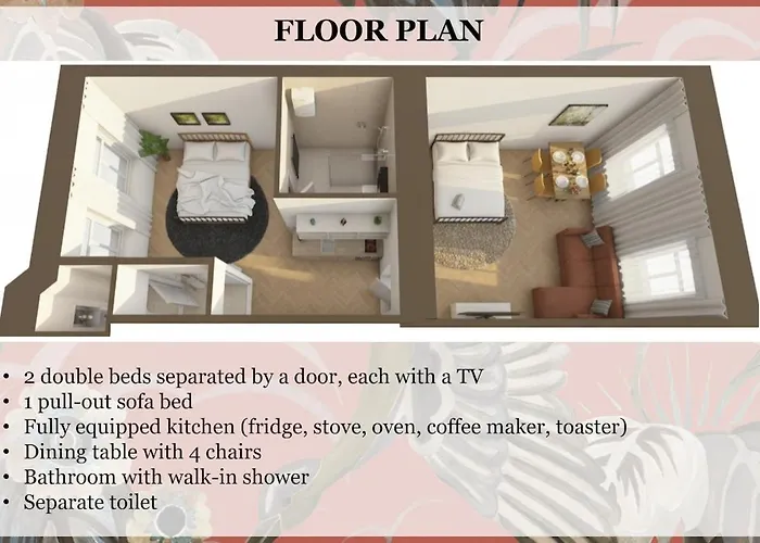 2 Rooms, 2 Tvs, Full Kitchen - T25 *
